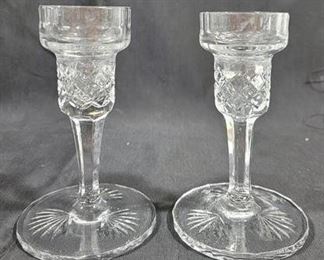 606 - Pair of Lead Crystal Candlestick Holders, signed 5.5" tall
