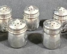 611 - 7 Individual Sterling Salt Shakers -1.25" tall
