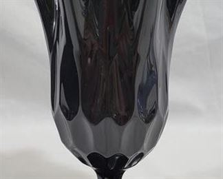 614 - Black Amethyst 1960's Swung Vase - 8.5" tall
