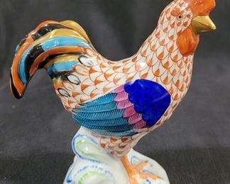 616 - Herend Rooster Figurine Orange Fishnet 5.5" tall
