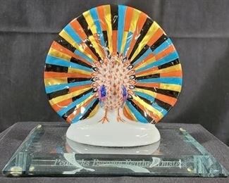 631 - Herend Peacock Figurine on Stand 5.5 x 6
