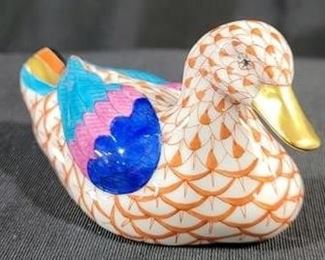 632 - Herend Duck Orange Fishnet Figurine 2.25 tall
