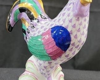 635 - Herend Rooster Lavender Fishnet Figurine 5.5" tall
