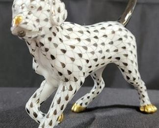 638 - Herend Hunter Dog Black Fishnet Figurine 4" tall (to tip of tail) x 5.5
