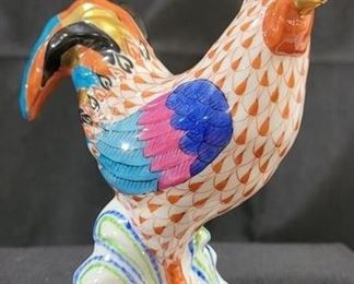 639 - Herend Rooster Orange Fishnet Figurine 5.5 x 5
