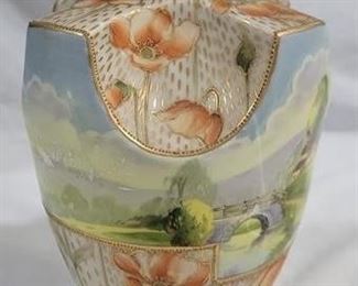 648 - Nippon Vase Hand Painted - cracked - as is 8.75" tall
