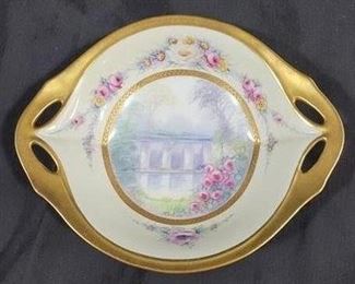 709 - Picard Hand Painted 2 handled bowl 8" round
