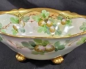 724 - Picard D&C Hand Painted Oval Footed Bowl 4 x 8.5 x 11
