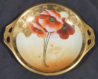 727 - Attributed to Picard Hand Painted 2 handled Bowl 7" round - artist signed
