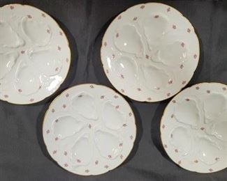 737 - Set of 4 Matching Limoges Oyster Plates - 9" round
