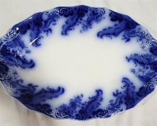 741 - Early Flow Blue Oval Platter - 15 x 10.5
