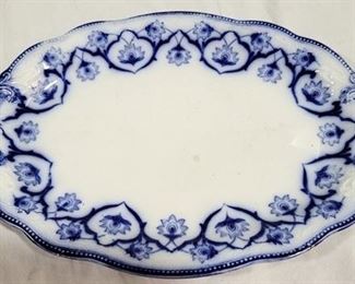 742 - Early Flow Blue Oval Platter - 14.5 x 10

