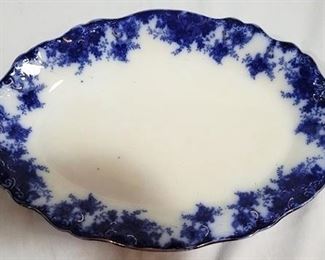 743 - Early Flow Blue Oval Platter - 14.5 x 10.5

