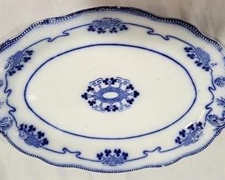 745 - Early Flow Blue Oval Platter - 14 x 10
