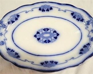 744 - Early Flow Blue Oval Platter - 14 x 10
