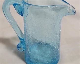762 - Blenko Crackle Glass Small Pitcher - 3.5" tall
