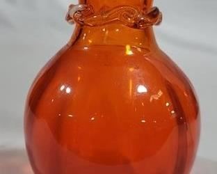 768 - Blenko Orange Glass 4" Vase
