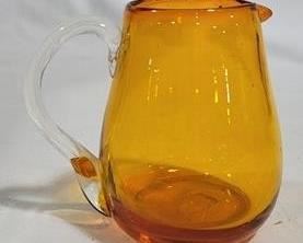 771 - Blenko Orange Glass Small Pitcher - 3.5"
