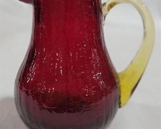 776 - Blenko Textured Red Glass 3.5" Pitcher
