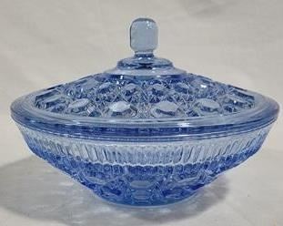 788 - Indiana Glass Vintage Blue Windsor Covered Dish 5.5 x 8

