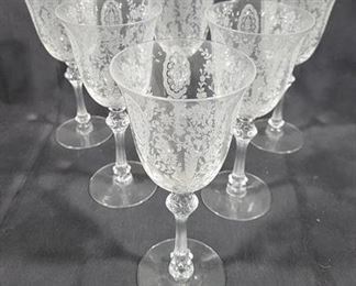 803 - Set of 6 Tiffin Cherokee Rose water goblets
