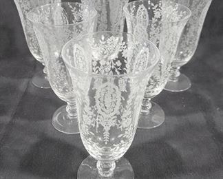 804 - Set of 6 Tiffin Cherokee Rose iced tea stems
