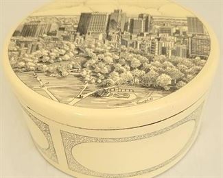 856 - Ivory like carved Boston dresser box 2.5 x 5
