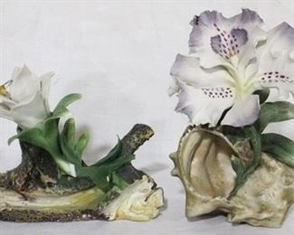 879 - 2 Porcelain flowers - 7" & 6"
