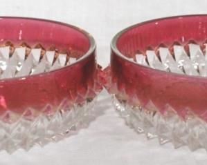 911 - 2 piece Cranberry Clear Glass Bowls 5" round
