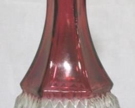 920 - Crown Point cranberry decanter 12 tall
