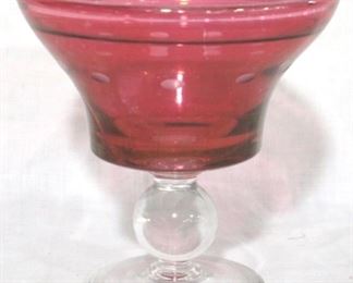 925 - Cranberry/Clear Glass Vase 6 1/2 tall
