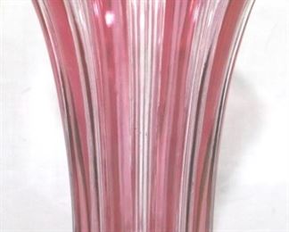 924 - Cranberry/Clear Glass Vase 7 1/4 tall
