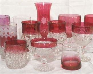 930 - Lot of Cranberry/Clear Glass Items
