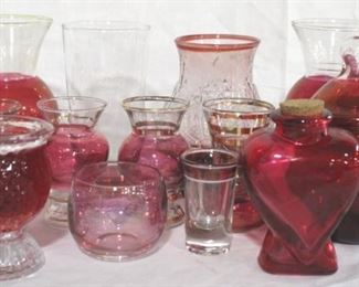 931 - Lot of Cranberry/Clear Glass Items
