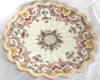 932 - Art Pottery Platter, made in Portugal 18 round
