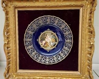 984 - Heavily Carved Framed Blue Plate
