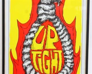 1004 - Vintage 1971 Up Tight poster by Reese James new old stock, newly framed 38 x 25.5

