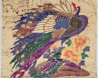 1019 - Textile with peacocks - 39 x 40
