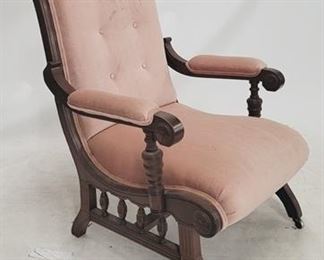 1430 - Vintage carved walnut Victorian chair 28 x 33 x 37
