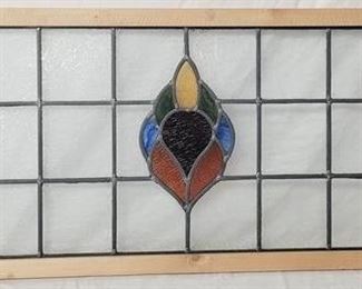 2000 - Stained glass window in wood frame 18.5 x 32.5
