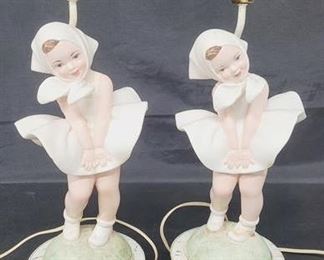 2014 - Pair vintage ceramic lamps - 19"
