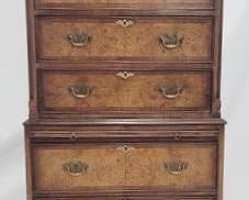 2030 - Burled English 2 part chest on chest 60 x 27 x 16.5
