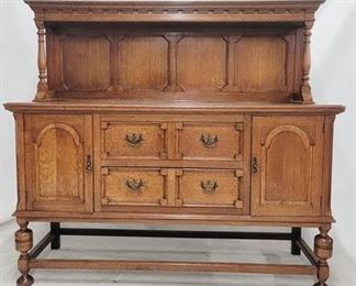 2034 - English carved oak sideboard with rack 2 Part form 60 x 66 x 23
