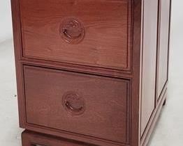 2058 - Asian rosewood 2 drawer file cabinet Carved Oriental pulls, tang leg 31 x 21.5 x 29
