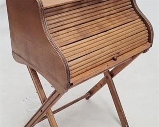 2061 - Unusual child's folding leg desk S roll shape, flip top 32.5 x 20.5 x 15
