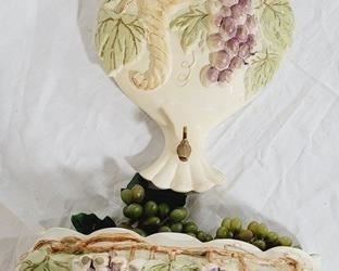 2575 - Ceramic grapevine adorned wall urn 25"
