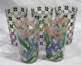 2629 - 5 Vintage 5" flat tumblers
