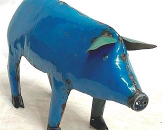 4026 - Garden Decorative Metal Blue Pig 30 x 18 x 11
