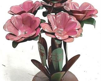 4025 - Garden Decorative Metal Pink Flowers 13 x 11 x 11
