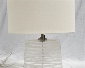 6005 - Glass 25" tall table lamp, damage to base
